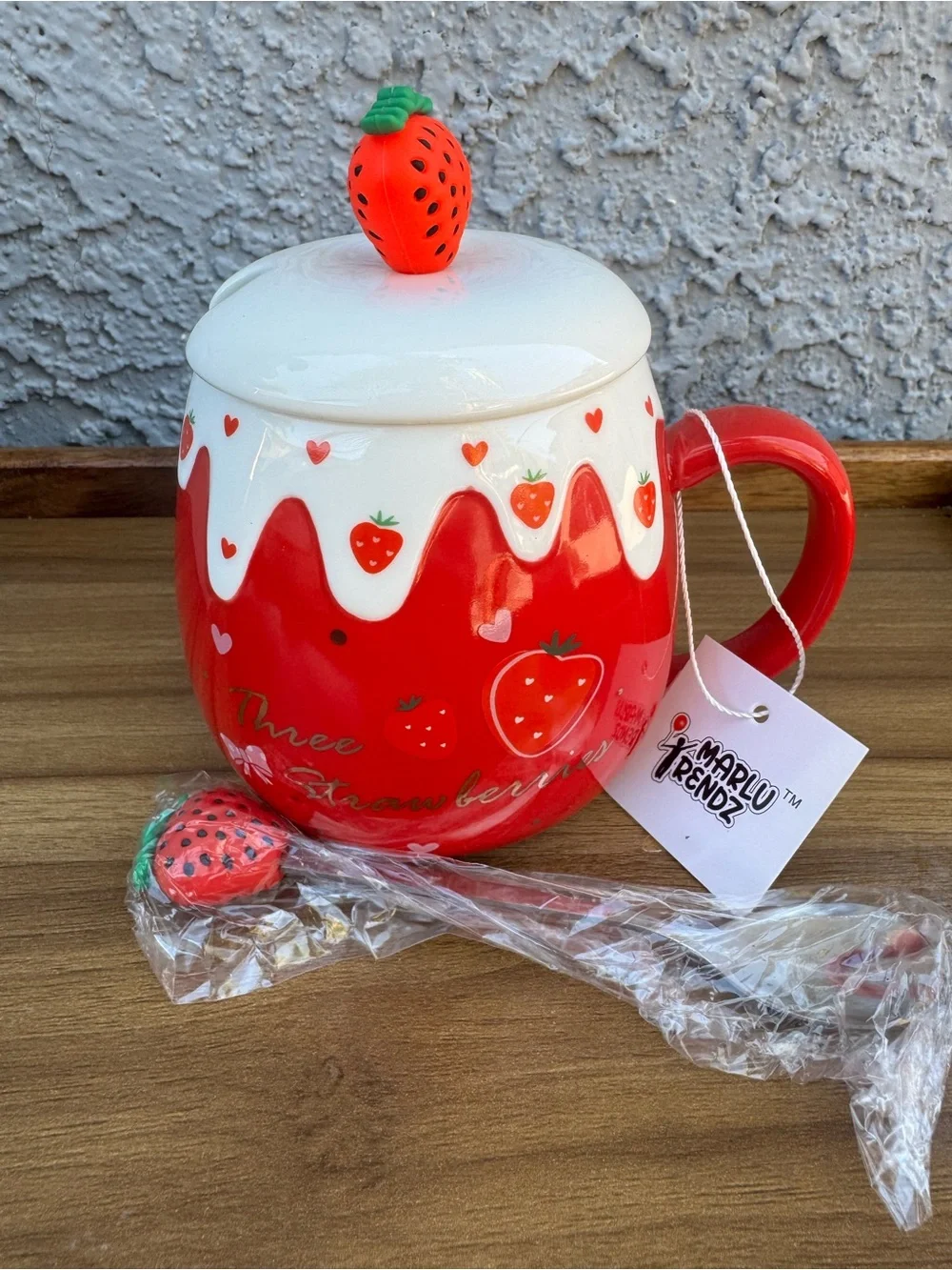 Marlú Strawberry Ceramic Mug Set of 2 with Lid & Spoon - 5